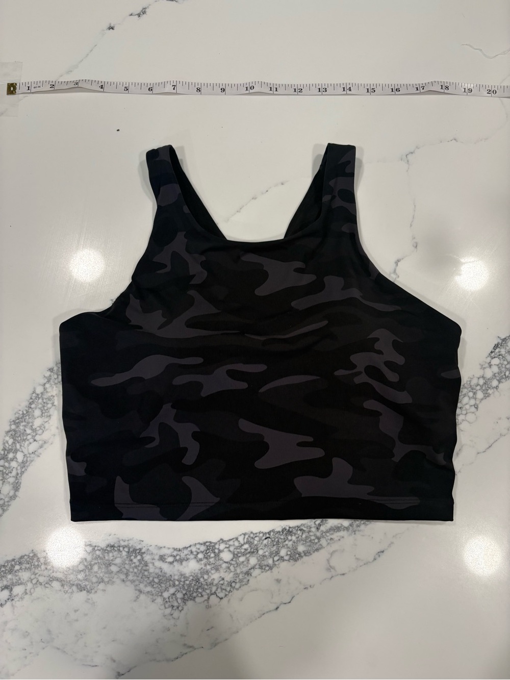 CRZ YOGA Medium Black Camo Longline Sports Bra Crop Top